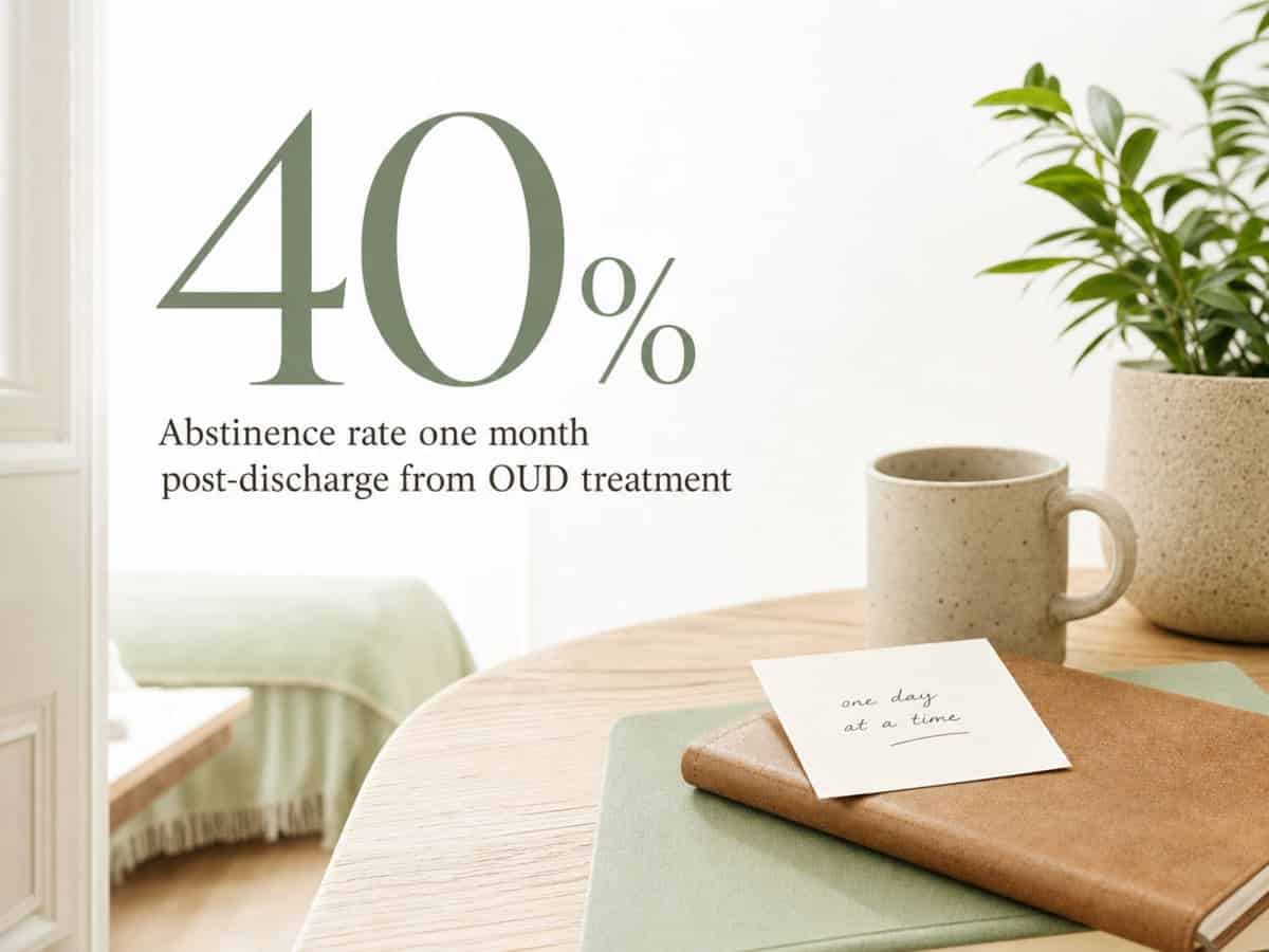 Infographic showing Abstinence rate one month post-discharge from OUD treatment