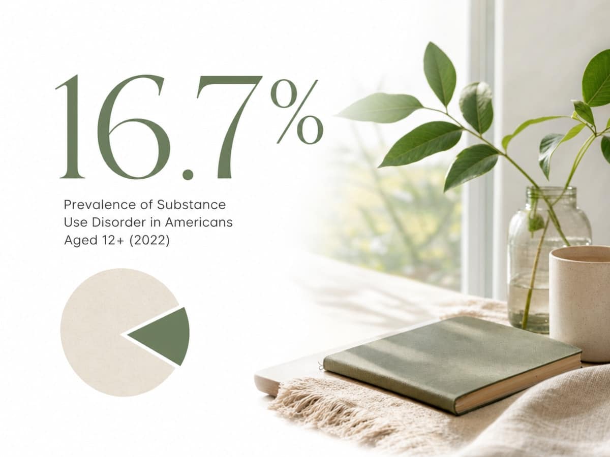 Infographic showing Prevalence of Substance Use Disorder in Americans Aged 12+ (2022)