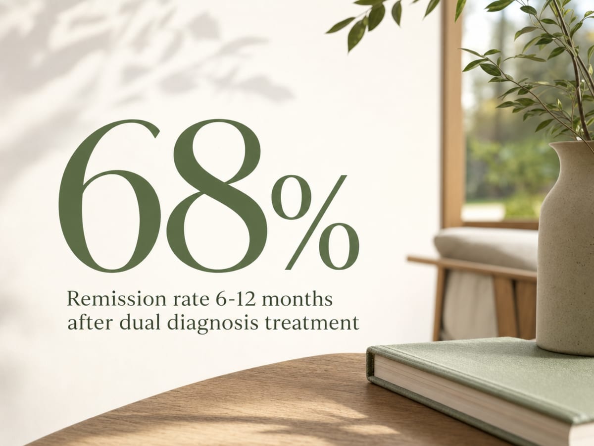 Infographic showing Remission rate 6-12 months after dual diagnosis treatment