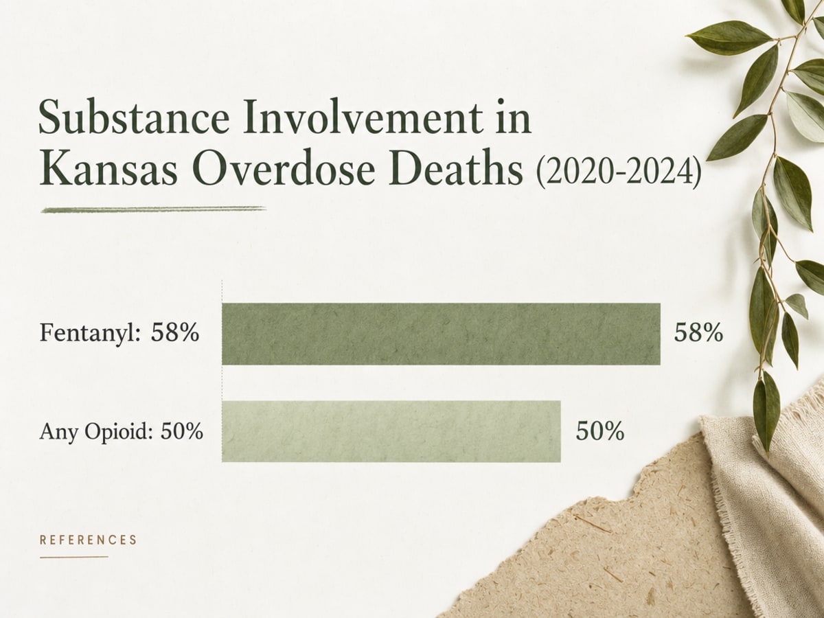 Chart showing Substance Involvement in Kansas Overdose Deaths (2020-2024)