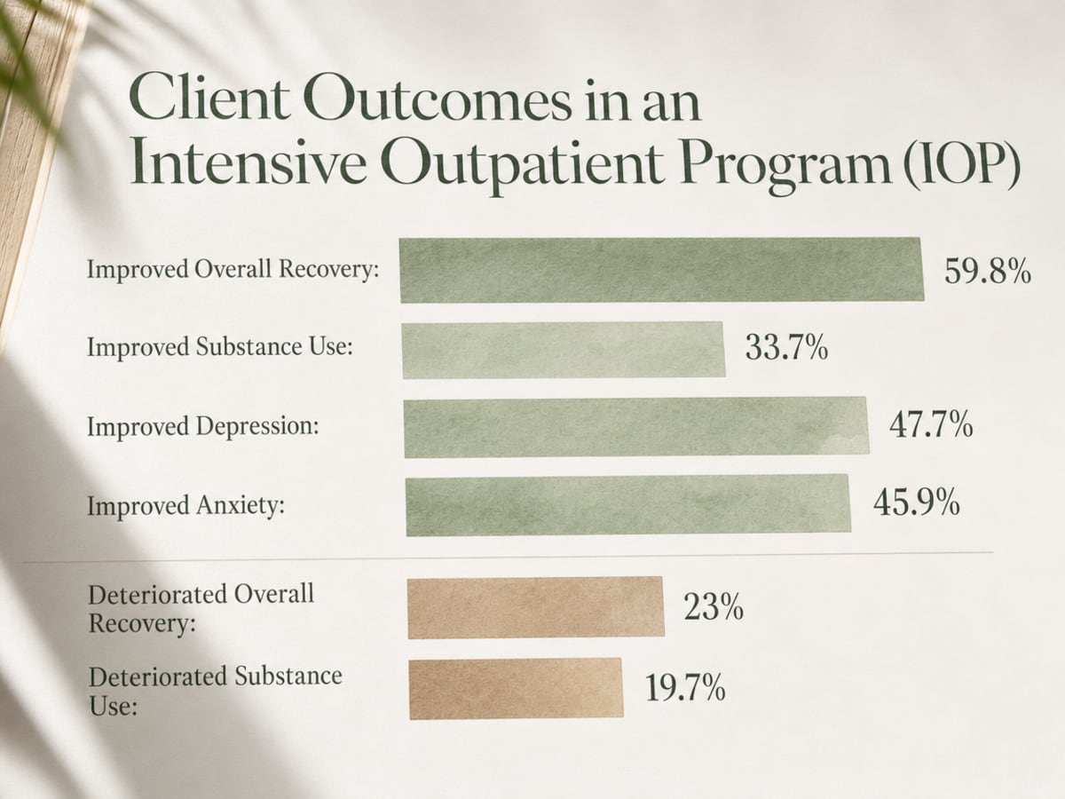Chart showing Client Outcomes in an Intensive Outpatient Program (IOP)