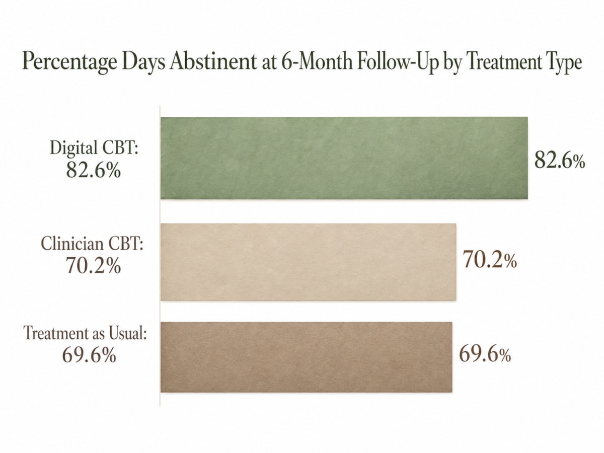 Chart showing Percentage Days Abstinent at 6-Month Follow-Up by Treatment Type