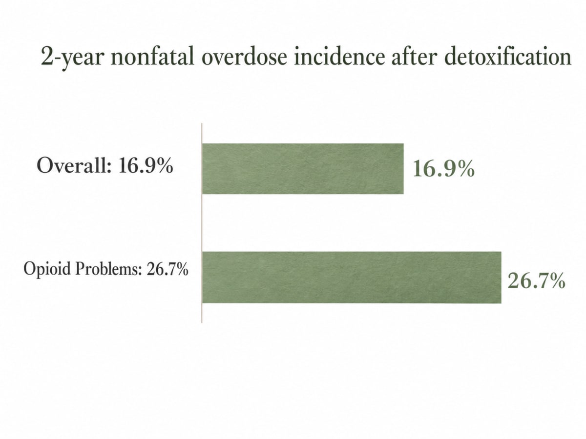 Chart showing 2-year nonfatal overdose incidence after detoxification