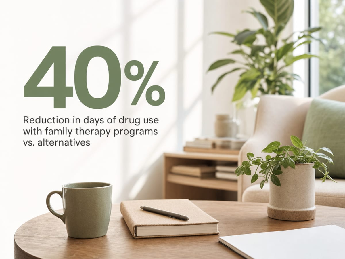 Infographic showing Reduction in days of drug use with family therapy programs vs. alternatives