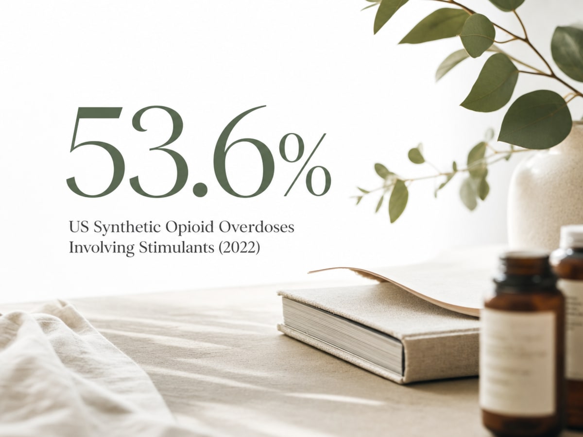 Infographic showing US Synthetic Opioid Overdoses Involving Stimulants (2022)