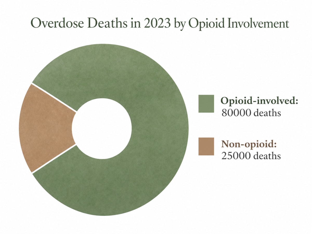 Chart showing Overdose Deaths in 2023 by Opioid Involvement