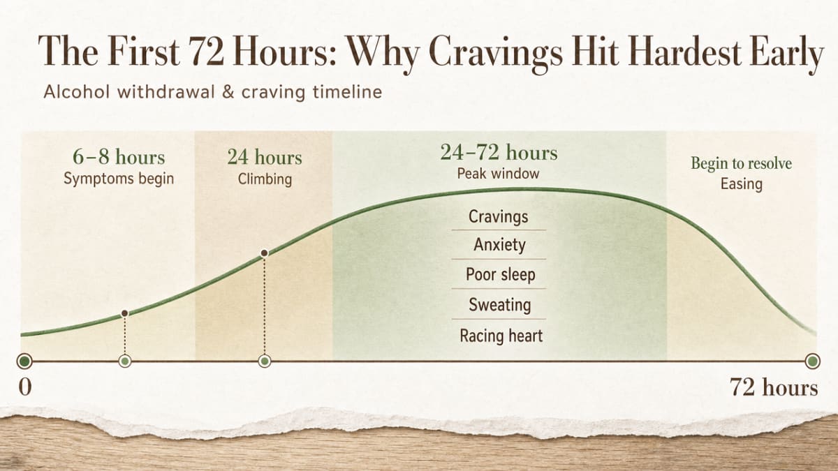 Visualize the acute withdrawal timeline cited in the section, showing when symptoms begin, peak, and resolve