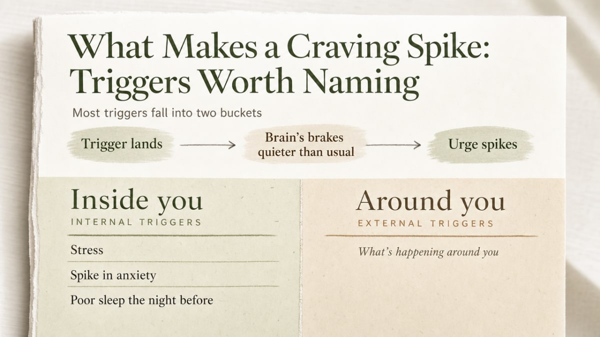 Visualize the two-bucket trigger framework the section walks through, helping readers categorize their own triggers