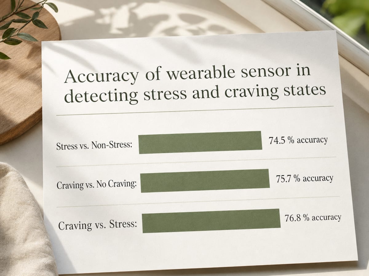 Chart showing Accuracy of wearable sensor in detecting stress and craving states