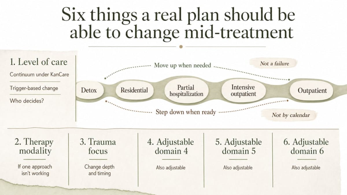 Summarize the six adjustable domains of an individualized plan described in the section's subheadings