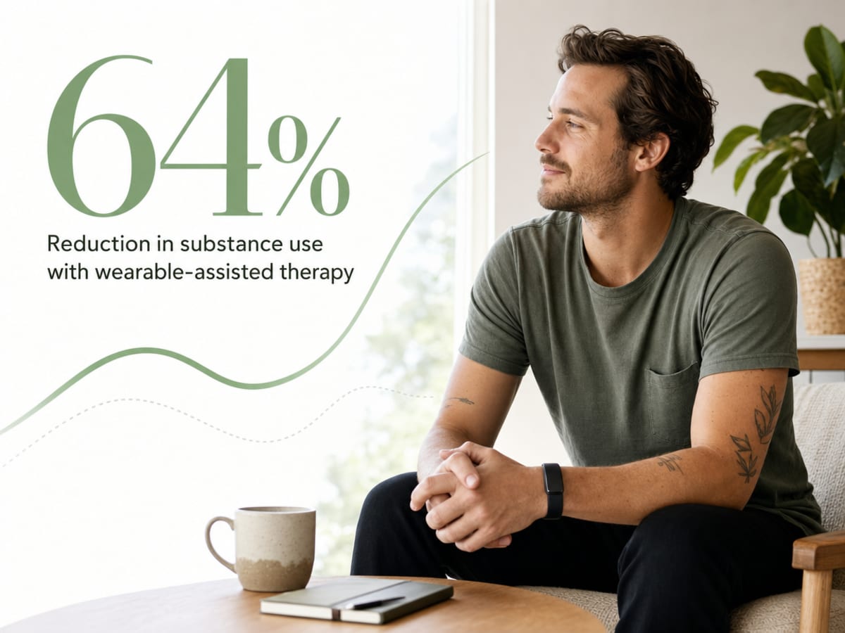 Infographic showing Reduction in substance use with wearable-assisted therapy