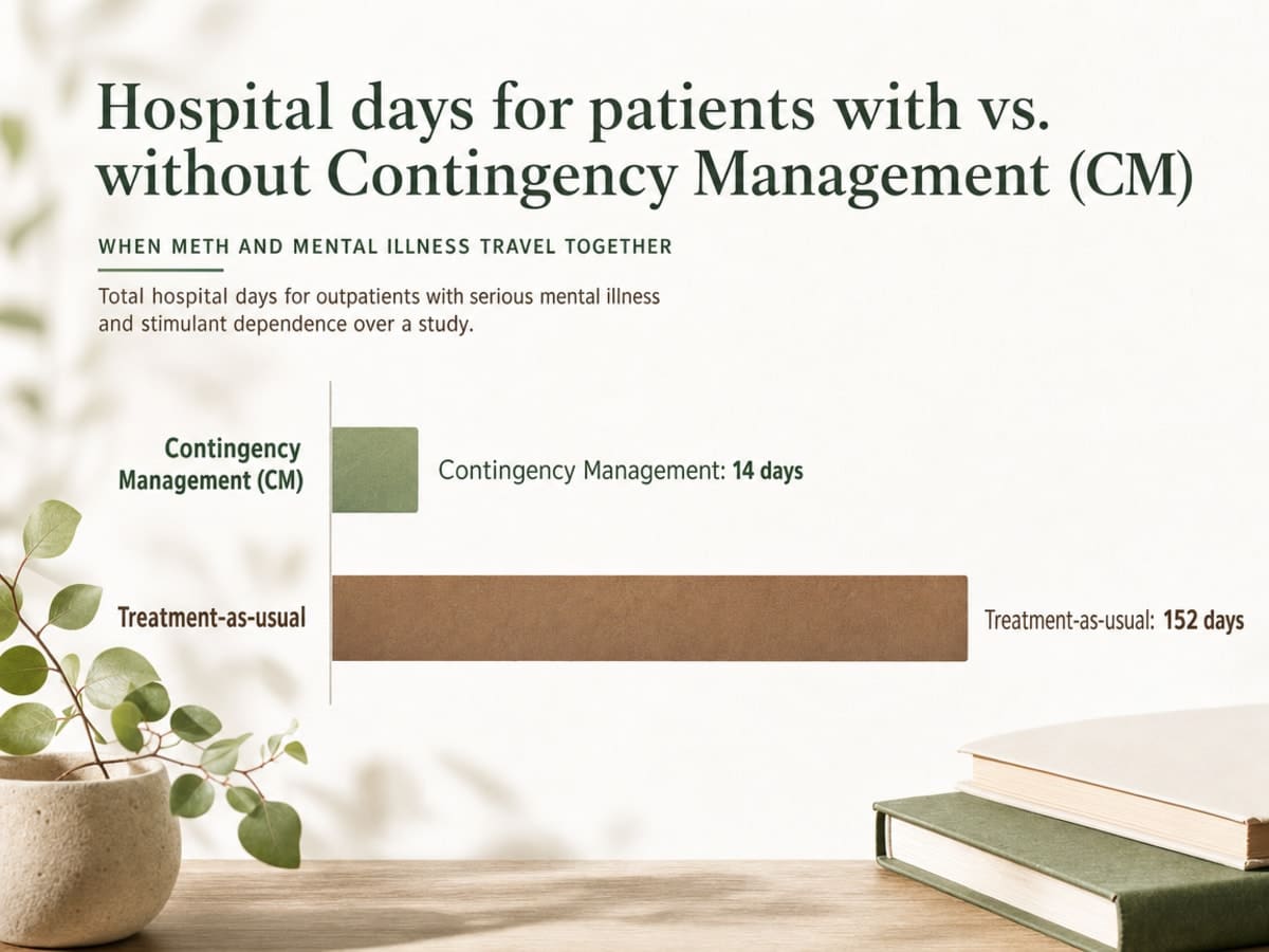 Chart showing Hospital days for patients with vs. without Contingency Management (CM)