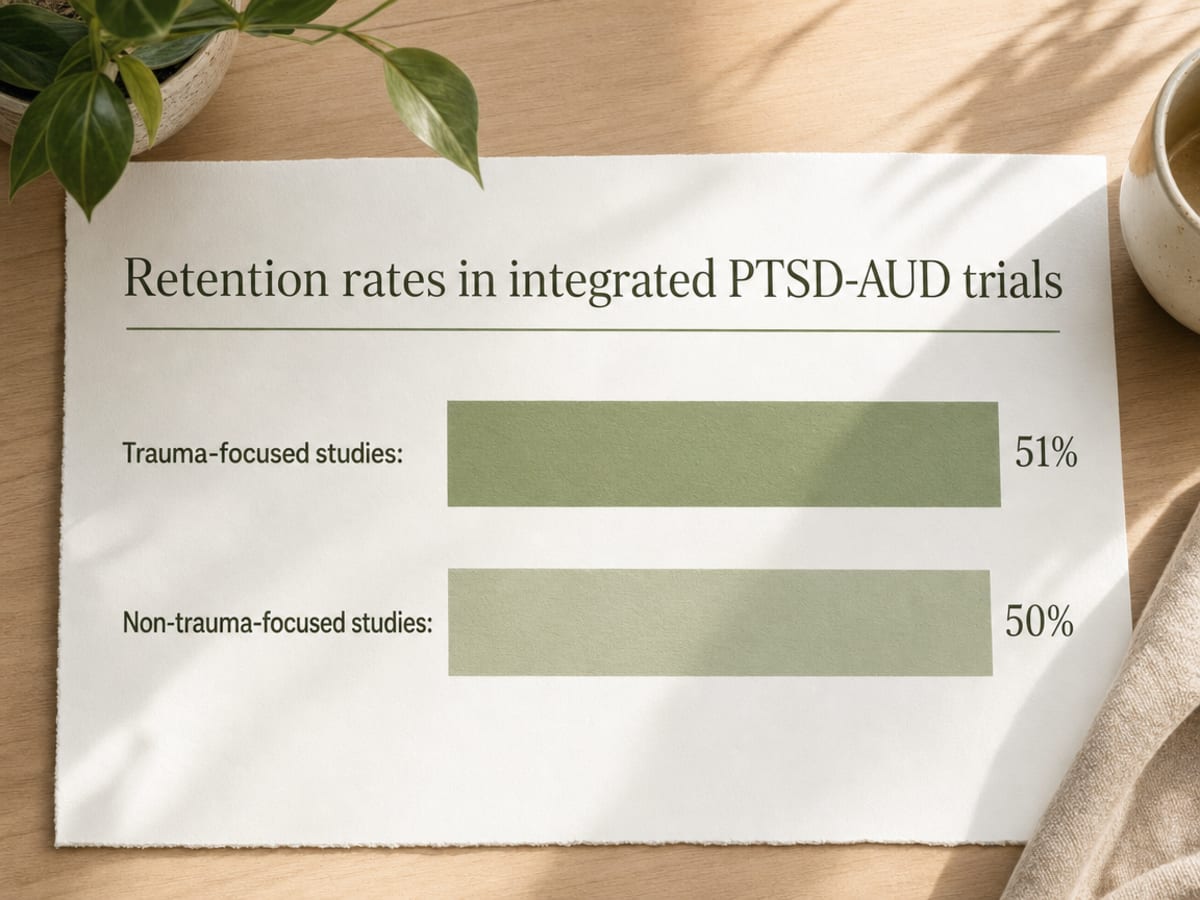 Chart showing Retention rates in integrated PTSD-AUD trials
