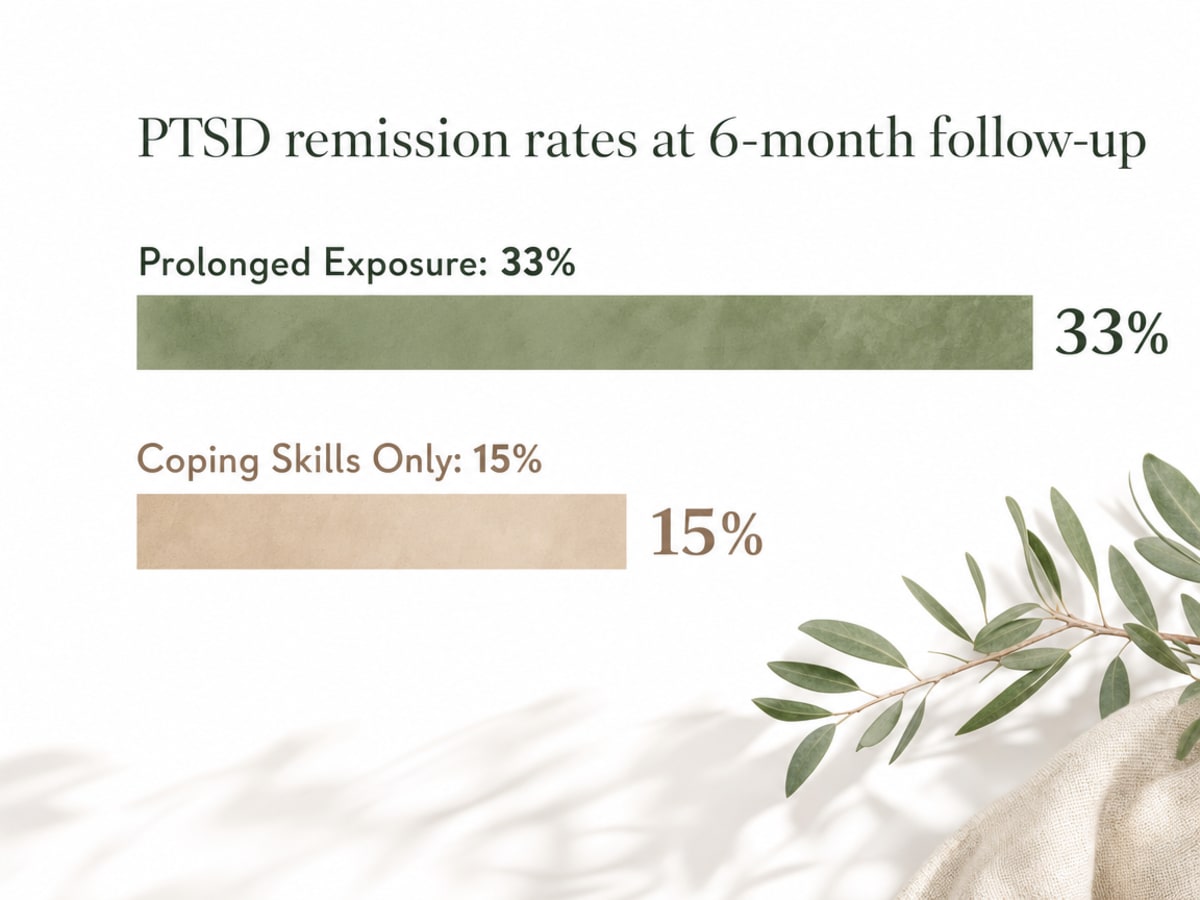Chart showing PTSD remission rates at 6-month follow-up