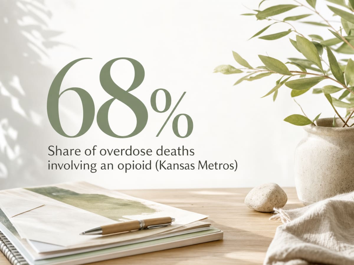 Infographic showing Share of overdose deaths involving an opioid (Kansas Metros)