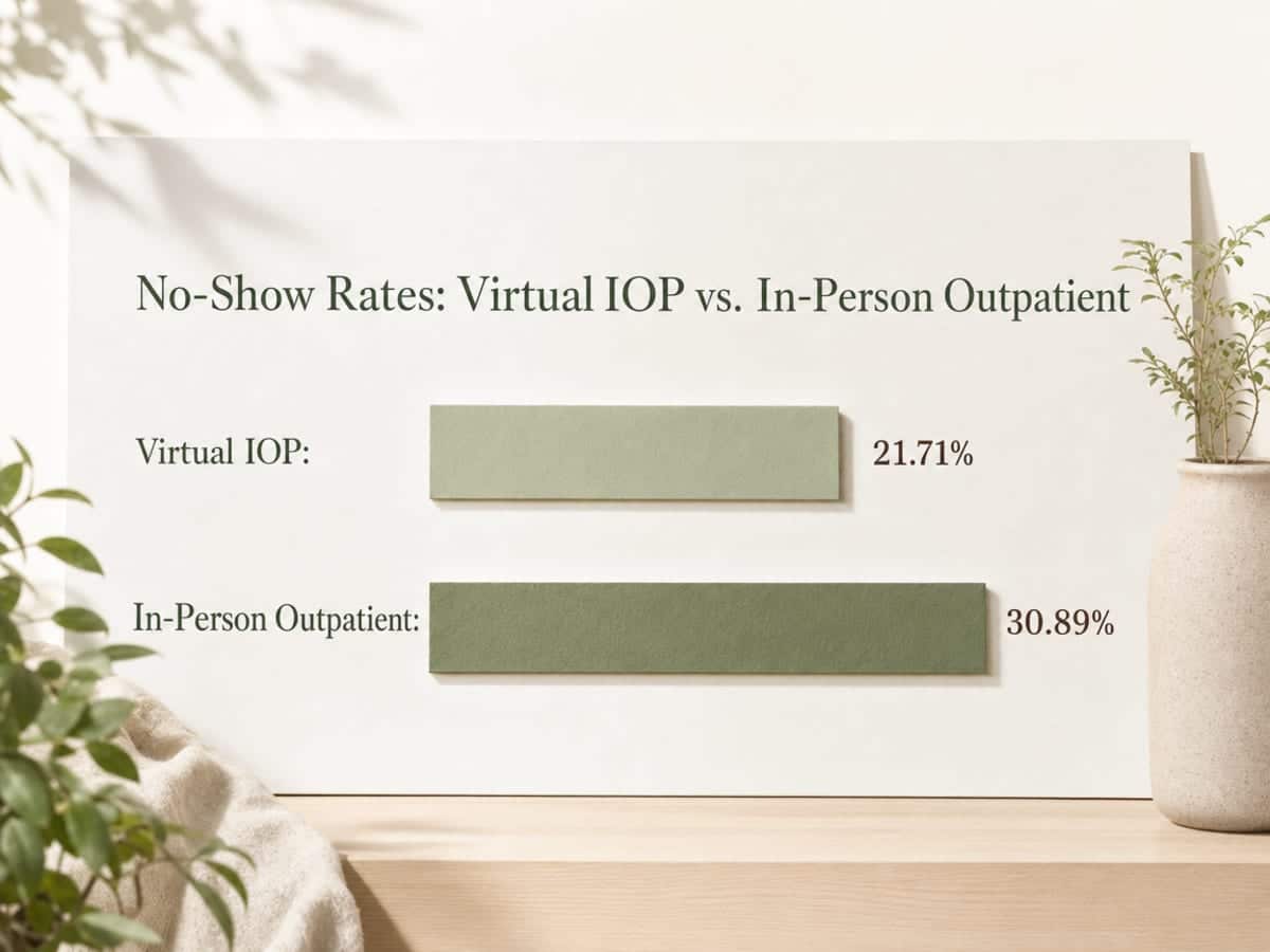 Chart showing No-Show Rates: Virtual IOP vs. In-Person Outpatient