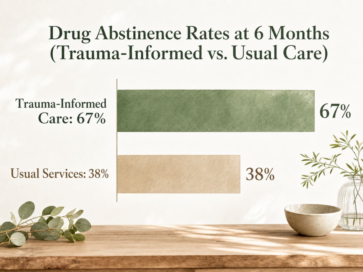 Chart showing Drug Abstinence Rates at 6 Months (Trauma-Informed vs. Usual Care)