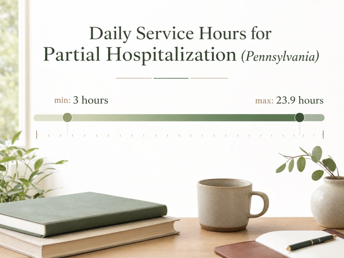 Chart showing Daily Service Hours for Partial Hospitalization (Pennsylvania)