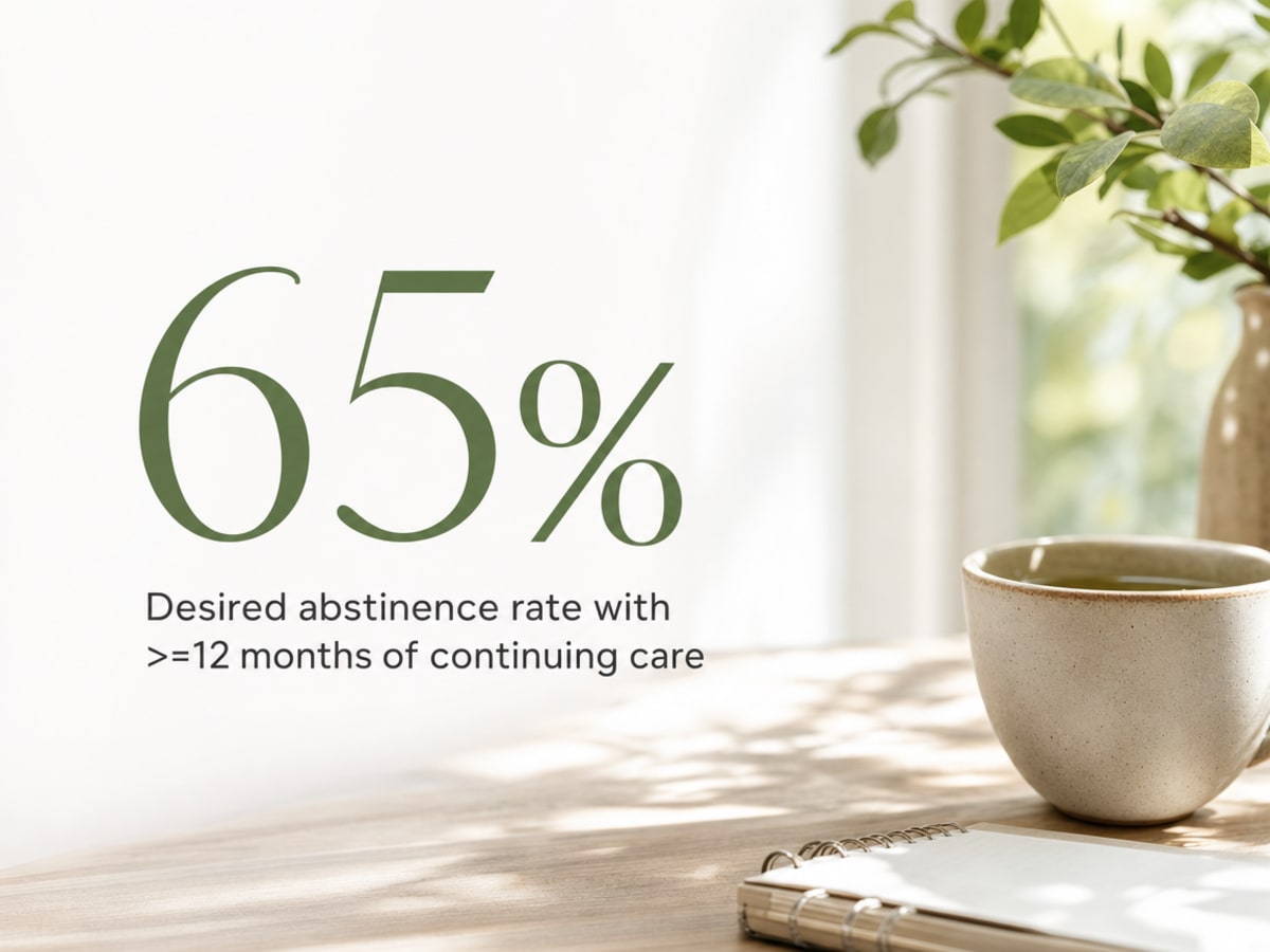 Infographic showing Desired abstinence rate with >=12 months of continuing care