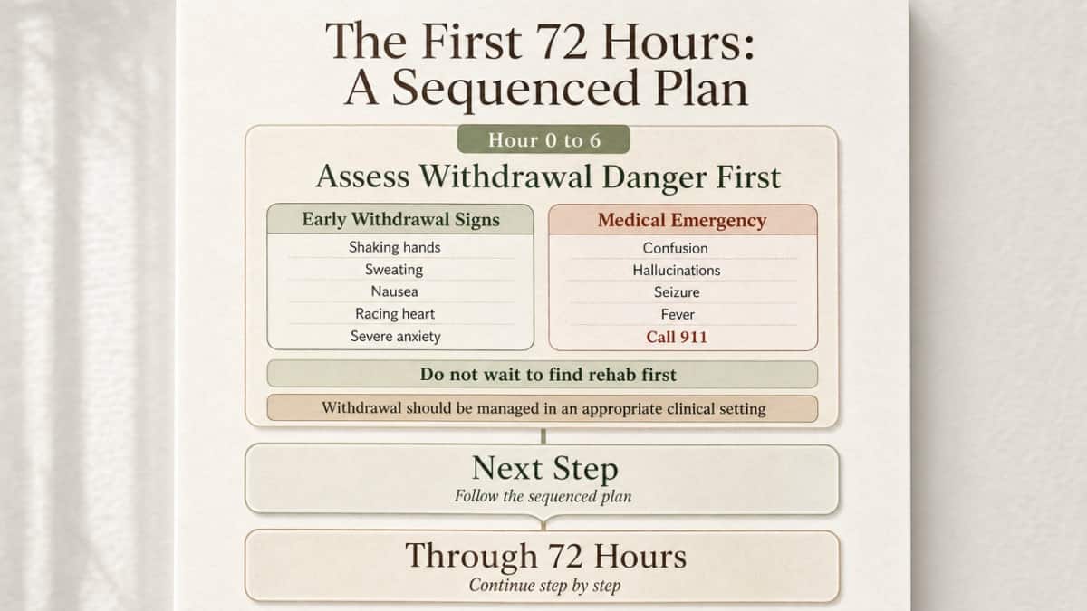 Visualize the sequenced 72-hour action plan described in the three subsections, giving readers a scannable roadmap that mirrors the article's core how-to structure