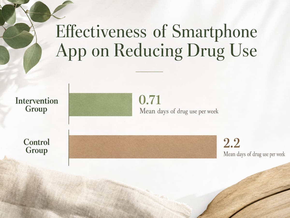 Chart showing Effectiveness of Smartphone App on Reducing Drug Use