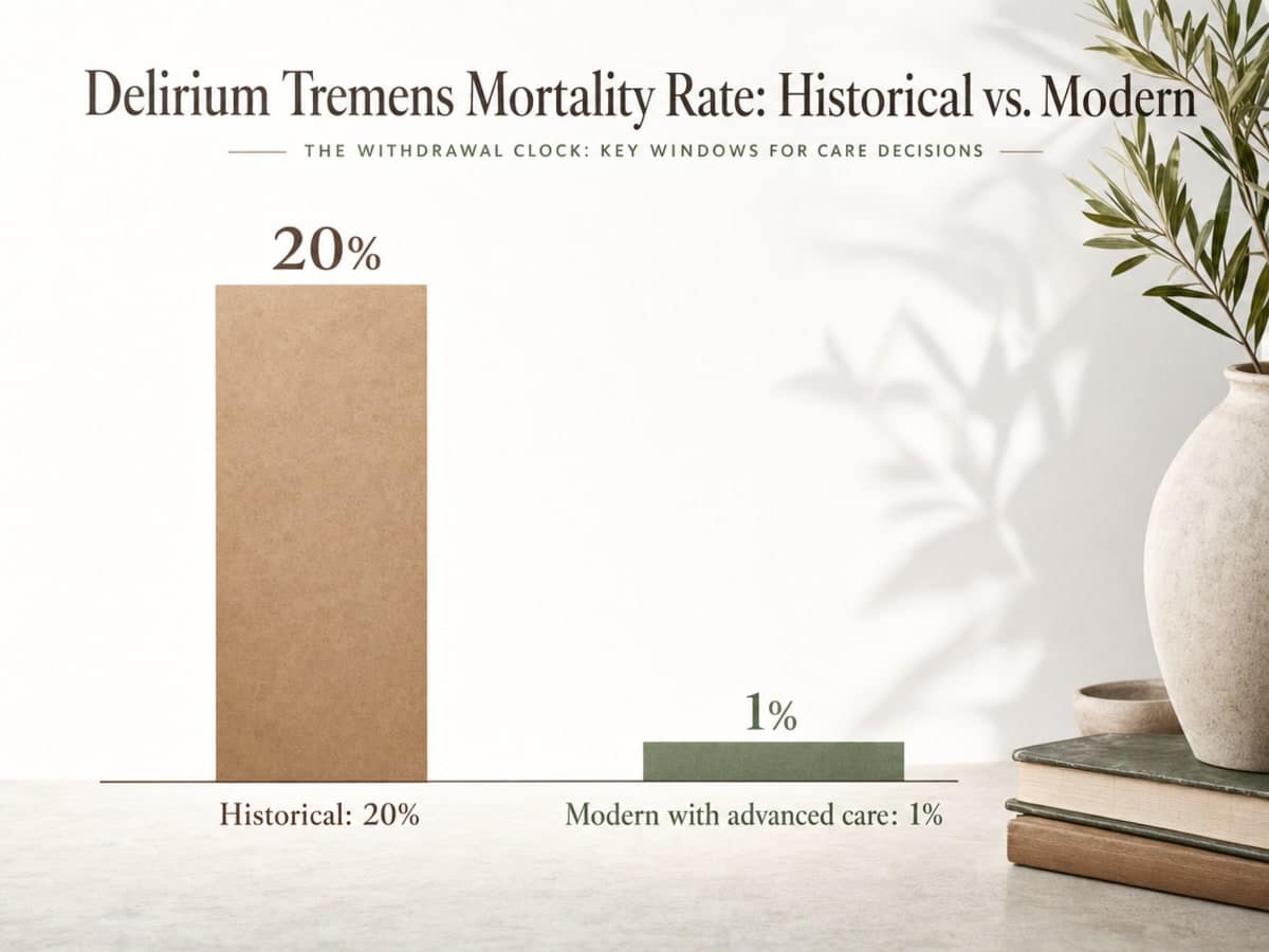 Chart showing Delirium Tremens Mortality Rate: Historical vs. Modern