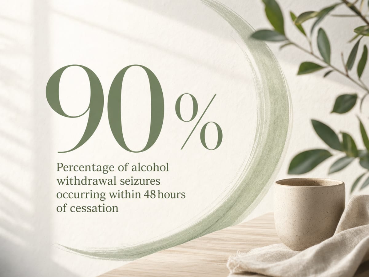 Infographic showing Percentage of alcohol withdrawal seizures occurring within 48 hours of cessation