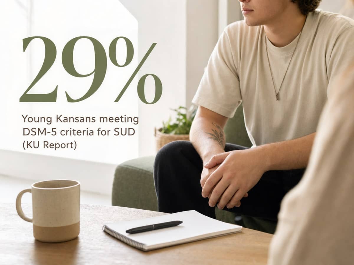 Infographic showing Young Kansans meeting DSM-5 criteria for SUD (KU Report)