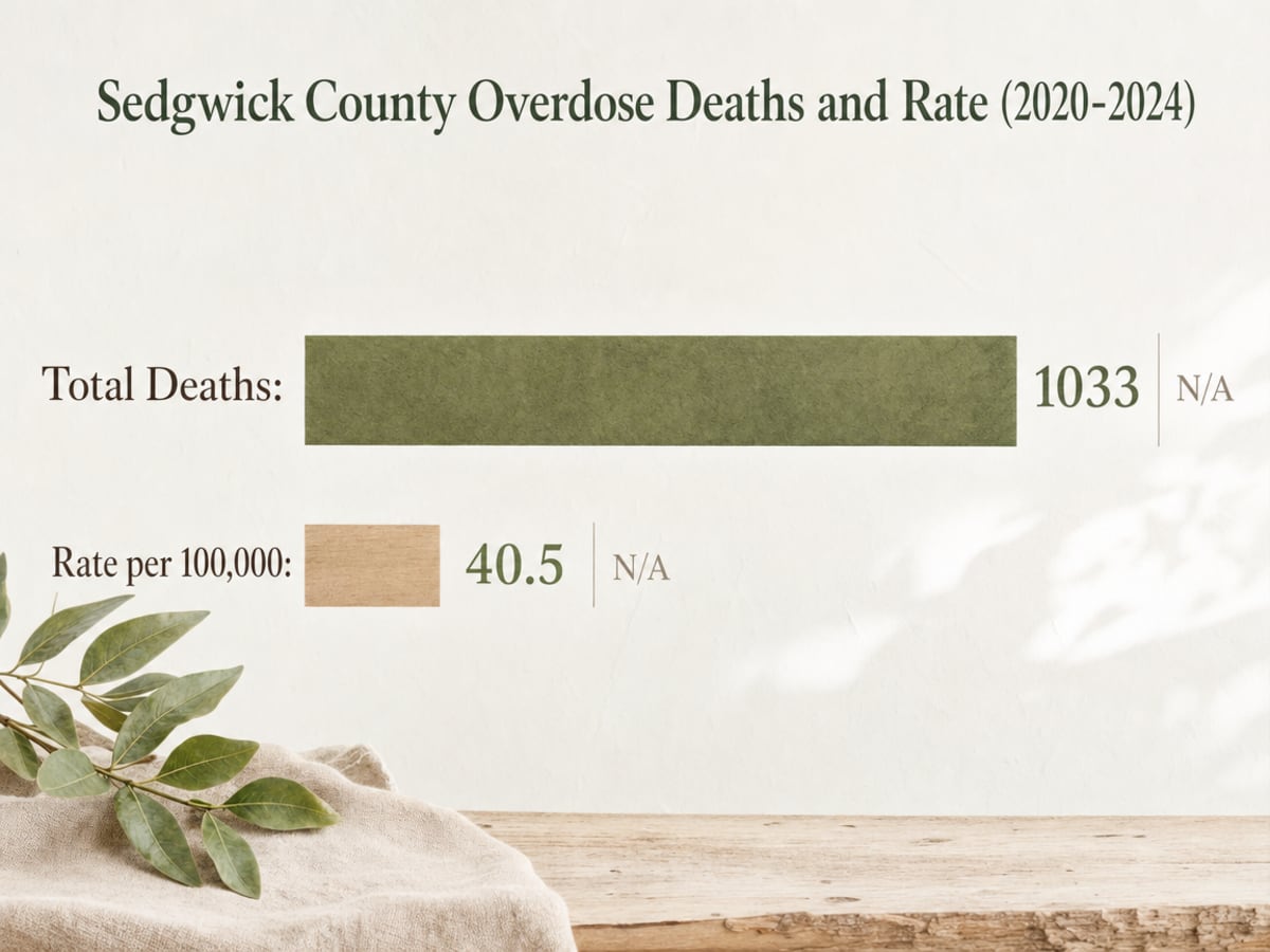 Chart showing Sedgwick County Overdose Deaths and Rate (2020-2024)