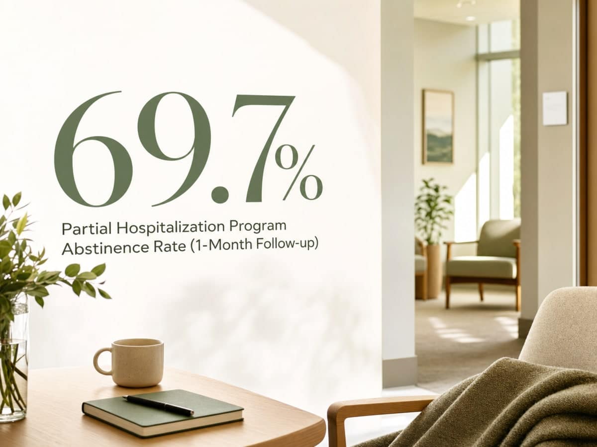 Infographic showing Partial Hospitalization Program Abstinence Rate (1-Month Follow-up)
