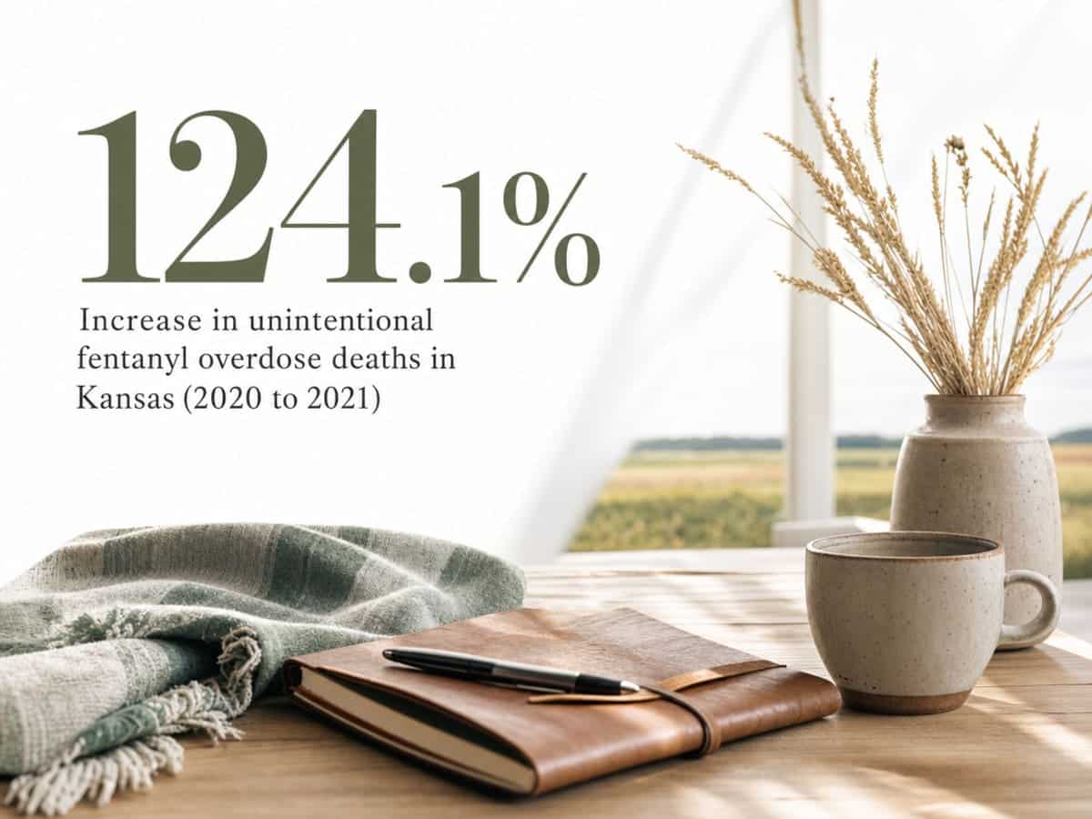 Infographic showing Increase in unintentional fentanyl overdose deaths in Kansas (2020 to 2021)