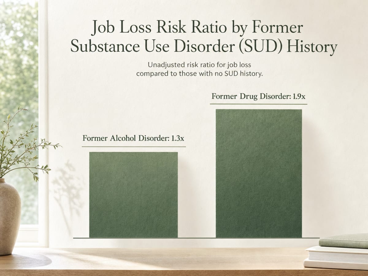 Chart showing Job Loss Risk Ratio by Former Substance Use Disorder (SUD) History
