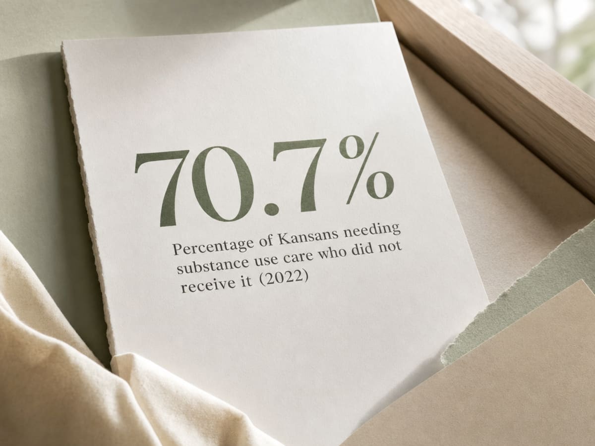 Infographic showing Percentage of Kansans needing substance use care who did not receive it (2022)