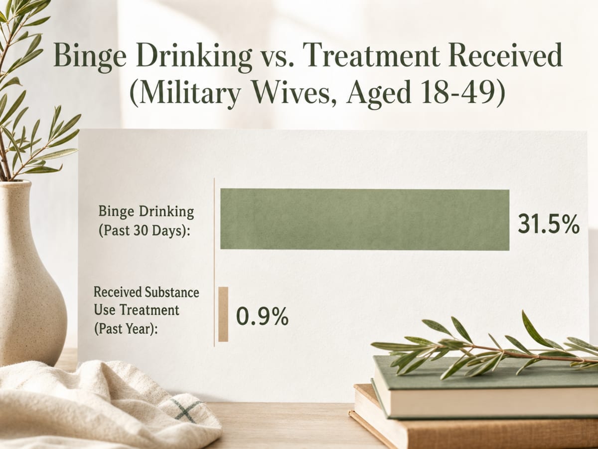 Chart showing Binge Drinking vs. Treatment Received (Military Wives, Aged 18-49)
