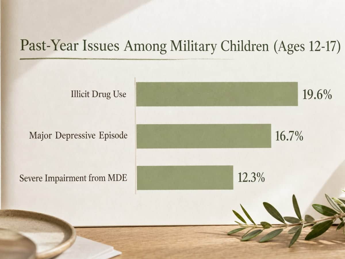 Chart showing Past-Year Issues Among Military Children (Ages 12-17)