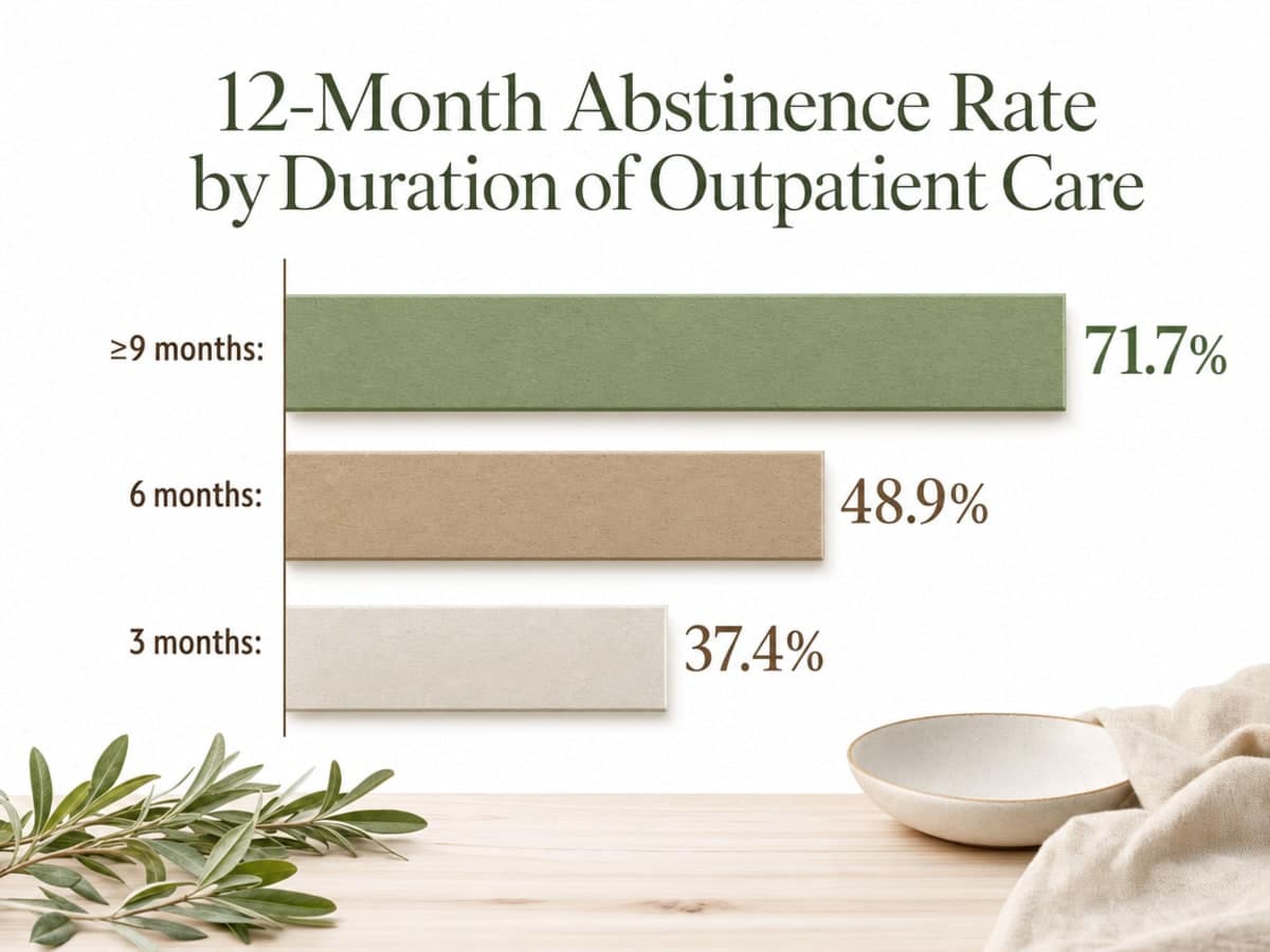 Chart showing 12-Month Abstinence Rate by Duration of Outpatient Care