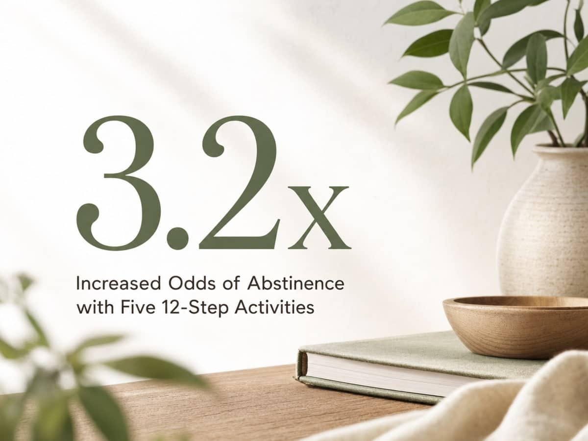 Infographic showing Increased Odds of Abstinence with Five 12-Step Activities