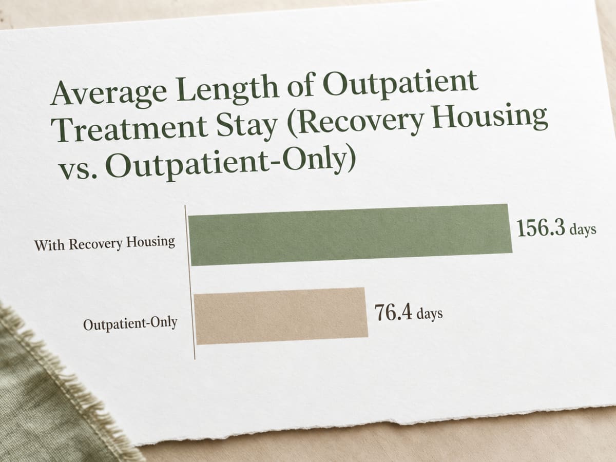 Chart showing Average Length of Outpatient Treatment Stay (Recovery Housing vs. Outpatient-Only)