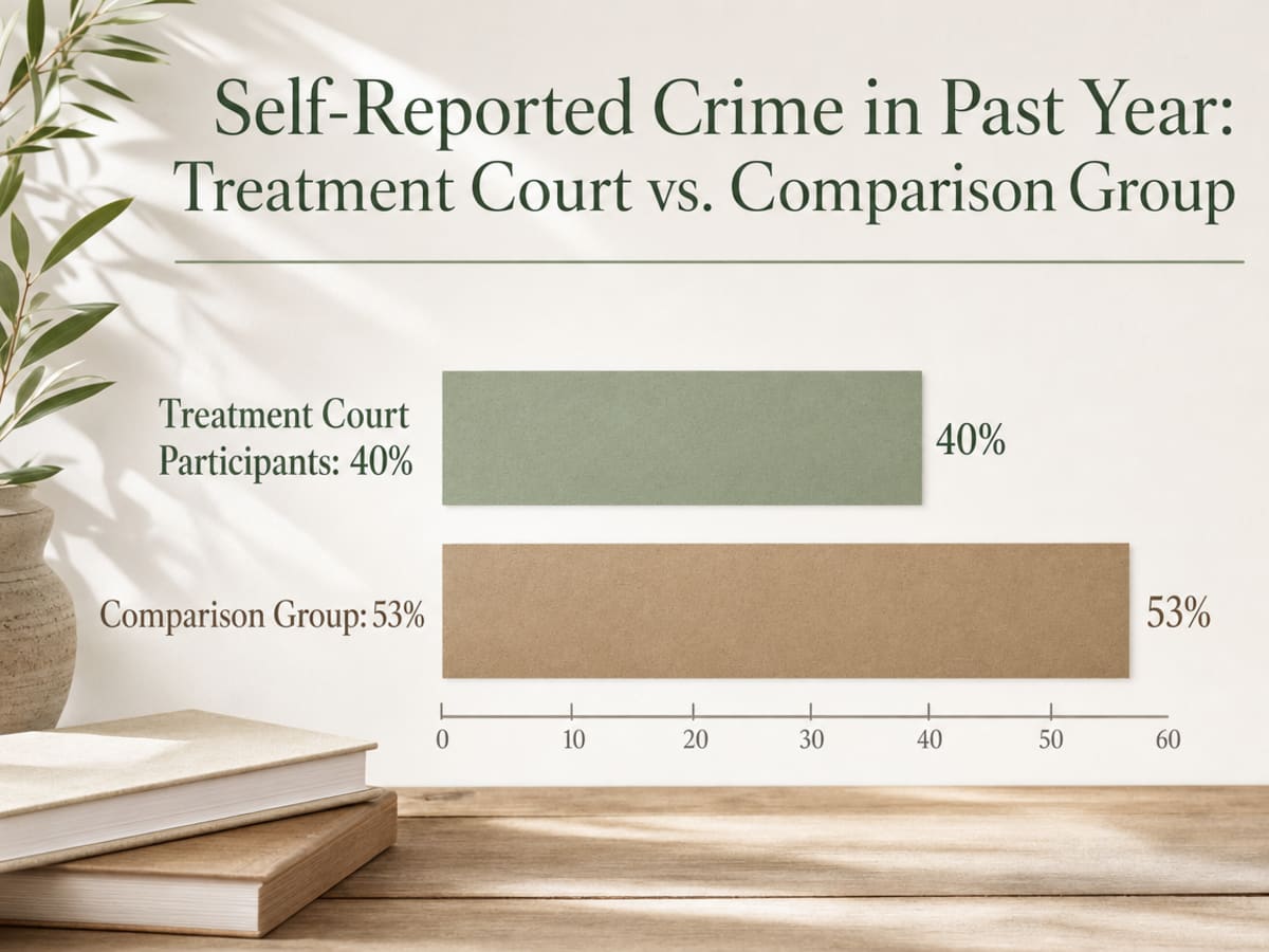 Chart showing Self-Reported Crime in Past Year: Treatment Court vs. Comparison Group
