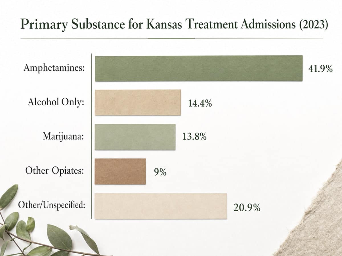 Chart showing Primary Substance for Kansas Treatment Admissions (2023)